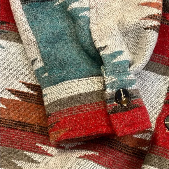 Teal & Red Southwestern Bomber Jacket - Picture 3 of 9